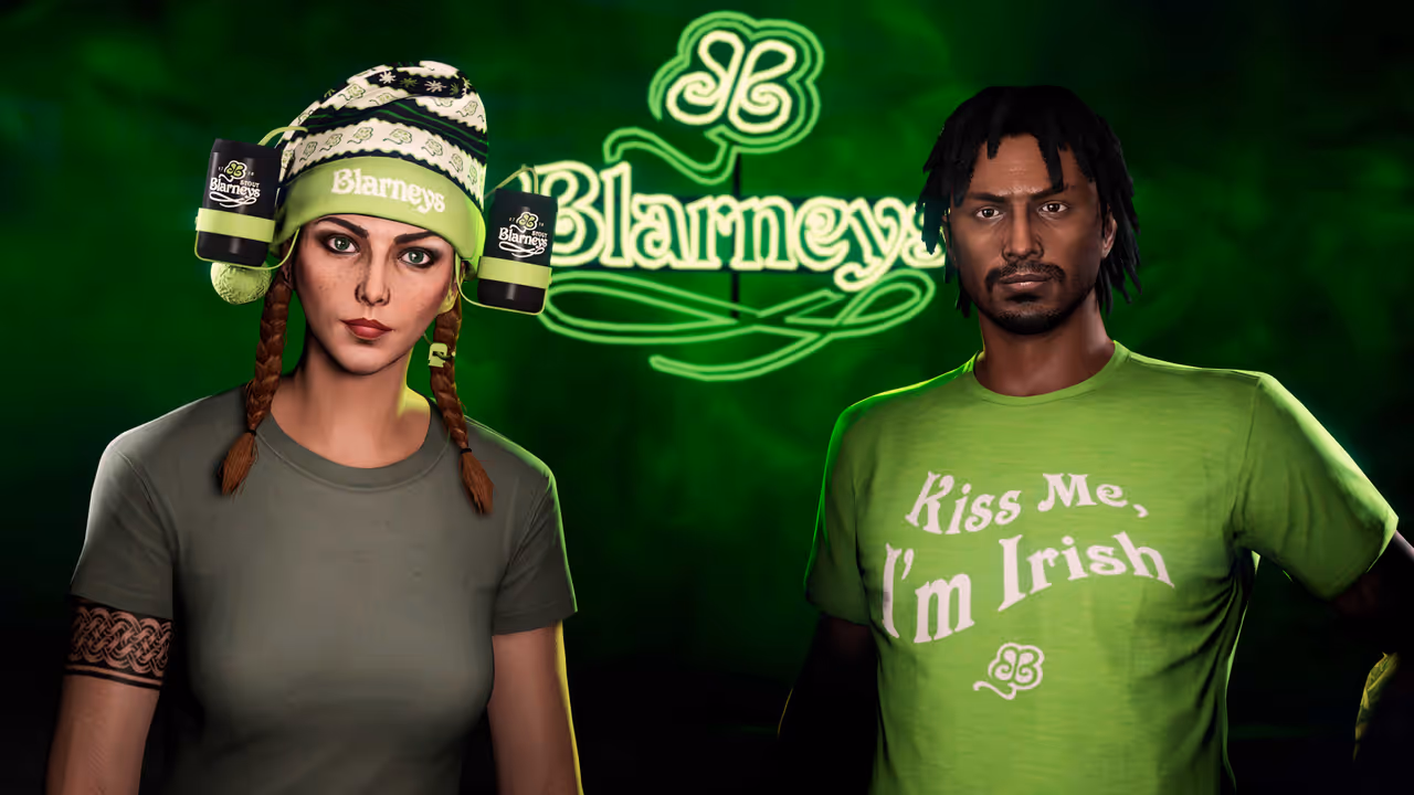 GTA Online, Official, Character, Clothes, GTA Online Protagonist, Blarneys Stout Tee, Blarney’s Festive Beer Hat