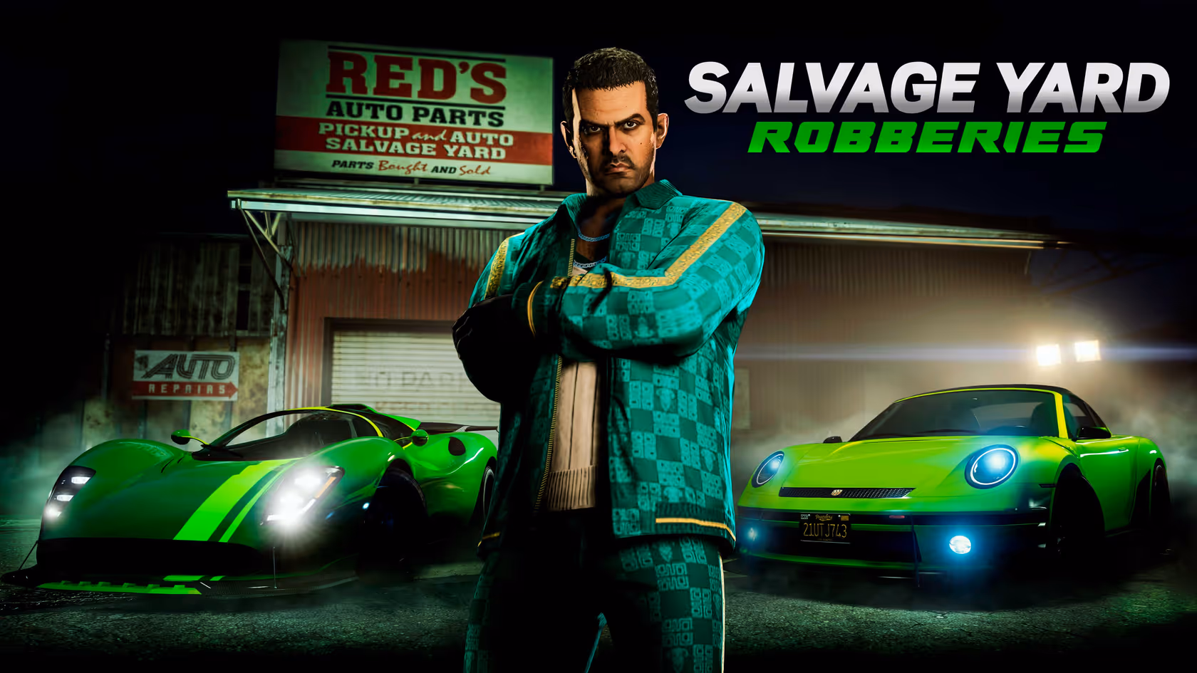 GTA Online, Official, Mission, Character, Vehicle, Salvage Yard Robberies, Jamal Amir, Pfister Comet S2 Cabrio, Sports, Lampadati Tigon, Super