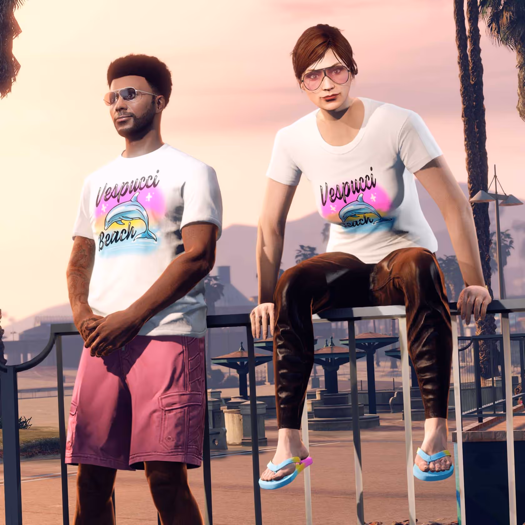Vespucci Beach Tee and Flip-Flops gta online