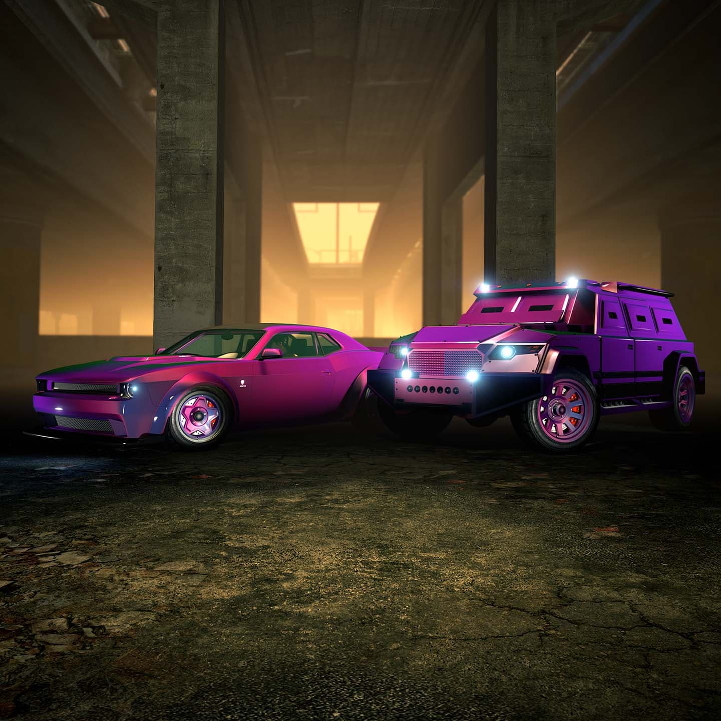GTA Online, Official, Vehicle, HVY Nightshark, Off-Road, Bravado Gauntlet Hellfire, Muscle