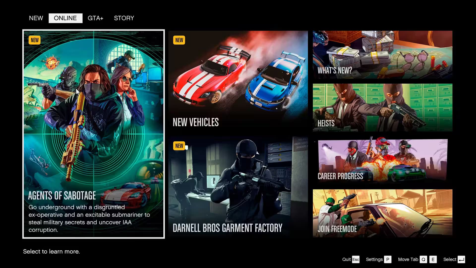 Refreshed Landing Page in GTAV Enhanced