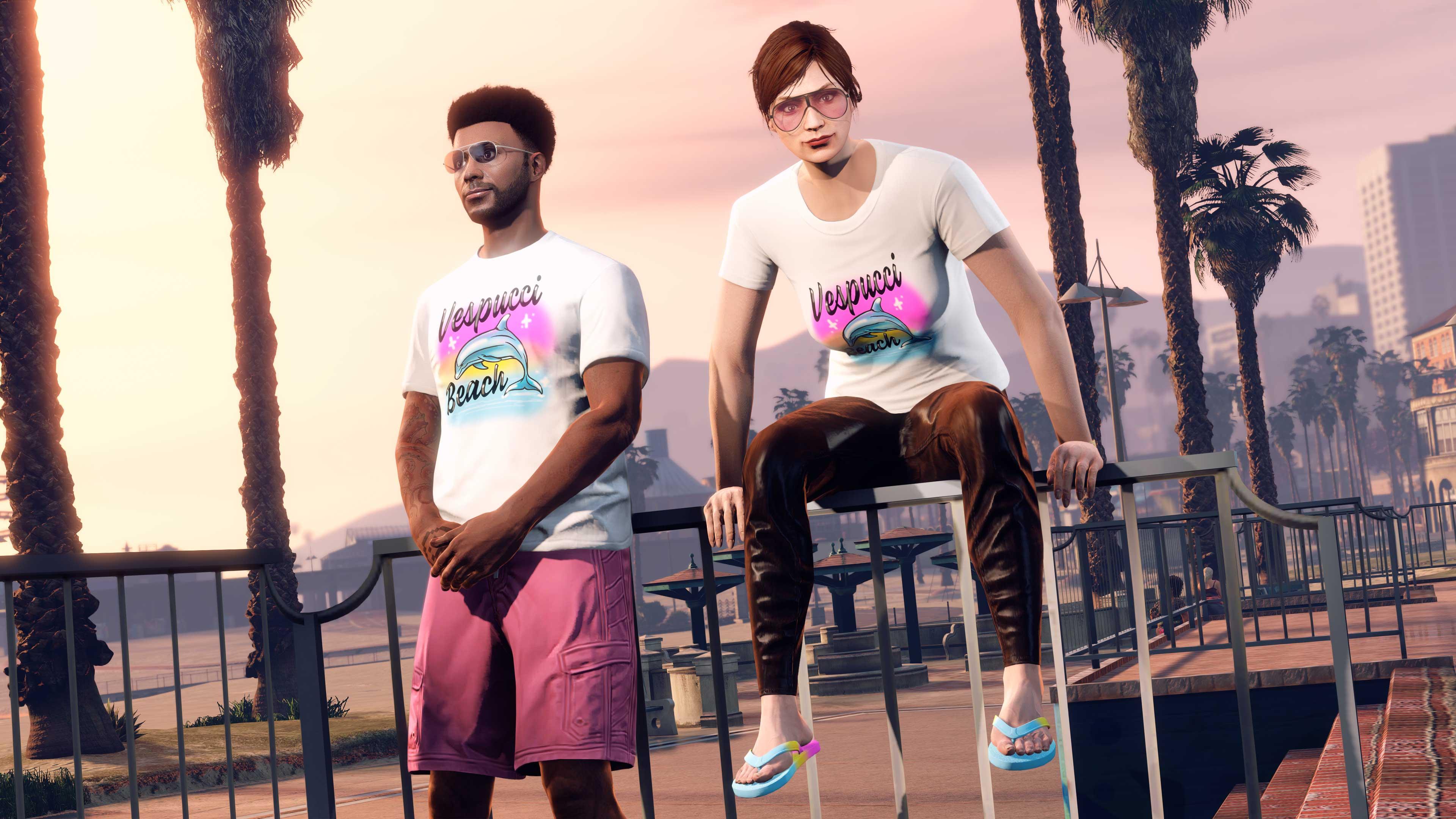 Vespucci Beach Tee and Flip-Flops gta