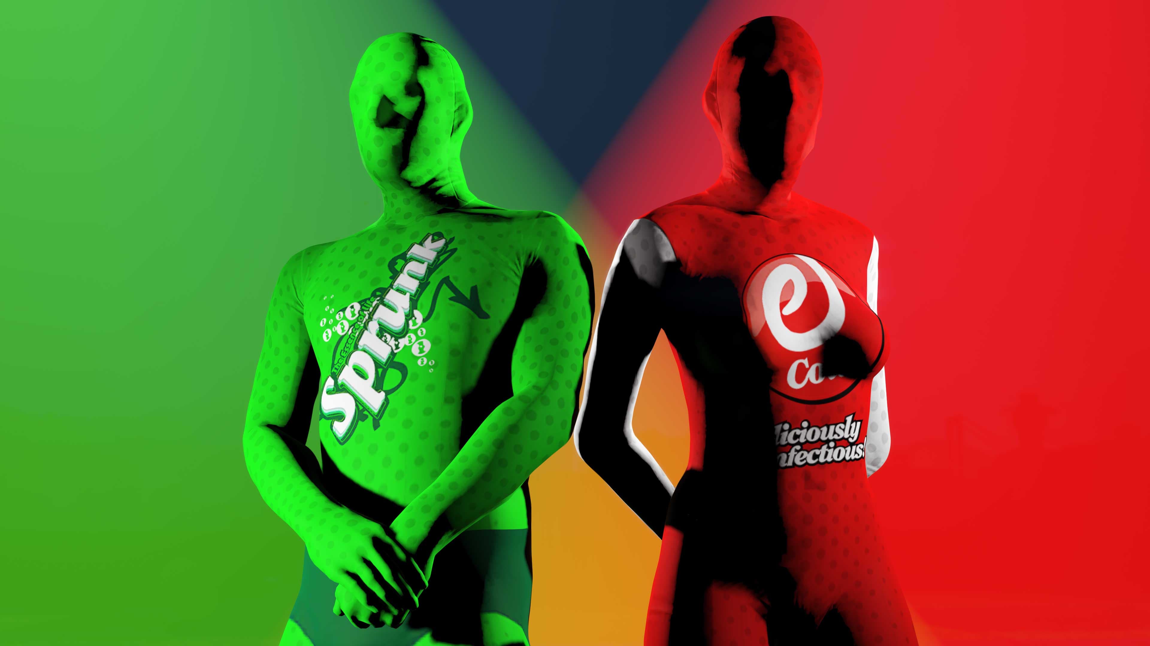 GTA Online, Official, Event, Character, Clothes, Company, Brand Wars, GTA Online Protagonist, eCola Bodysuit, Sprunk Bodysuit, Sprunk, eCola