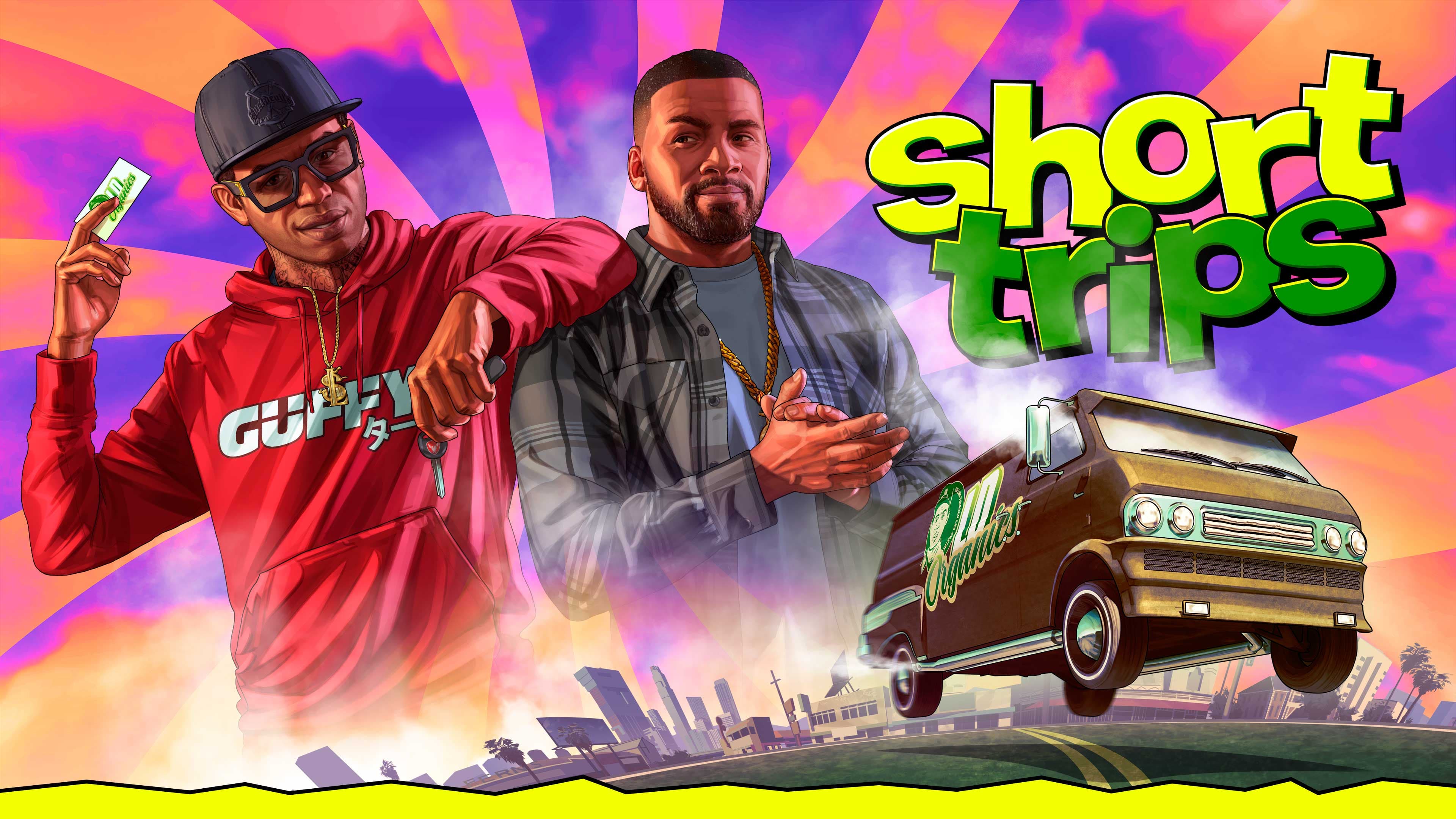 GTA Online, Character, Mission, Vehicle, Art, Official, Franklin Clinton, Lamar Davis, Short Trips, Vapid Youga Custom, Vans