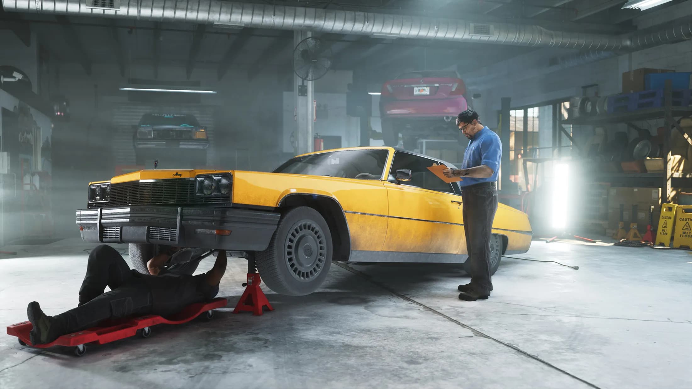 GTA 6, Official, Screenshot, auto repair shop, yellow car