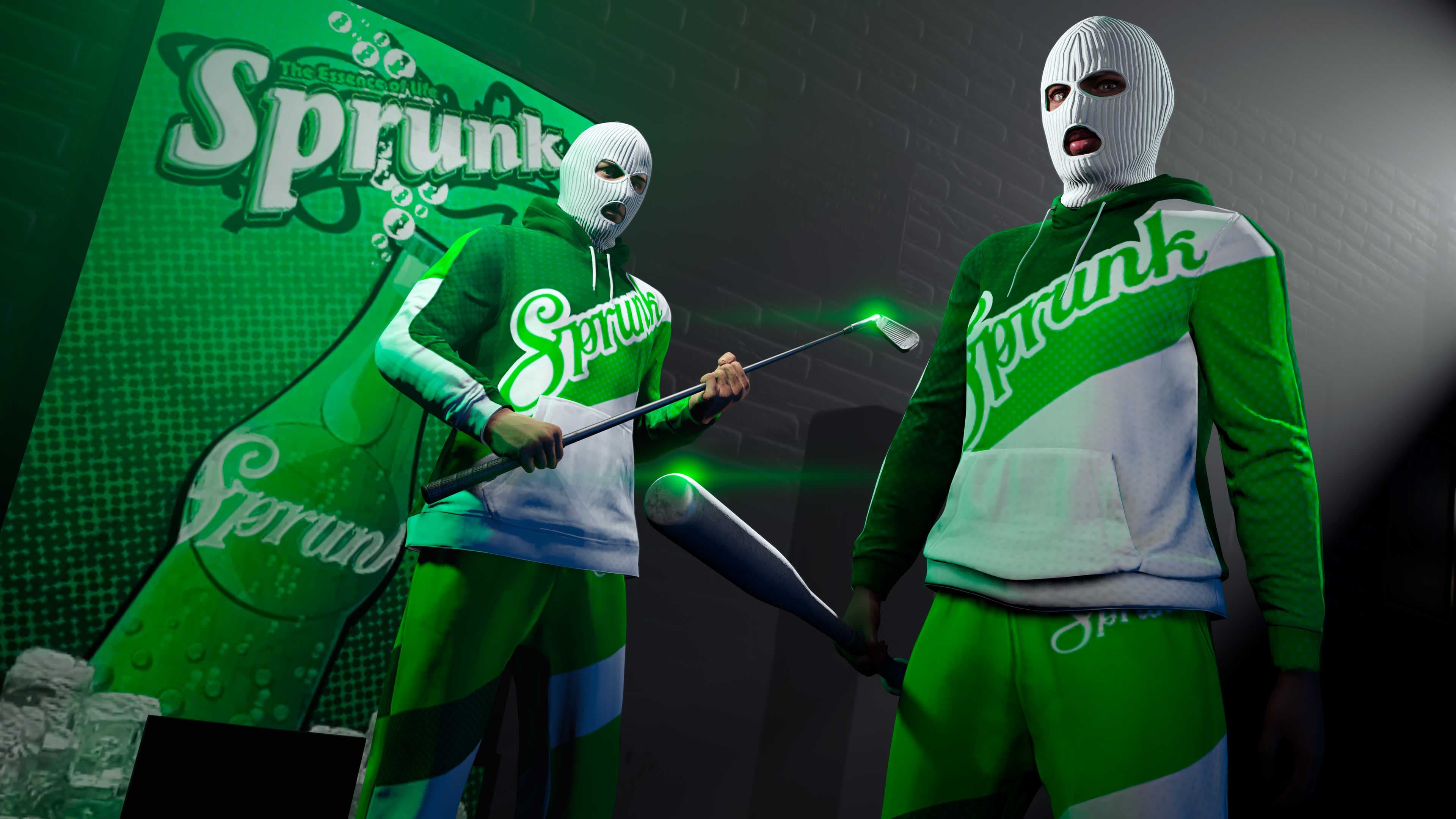 GTA Online, Official, Event, Character, Clothes, Company, Brand Wars, GTA Online Protagonist, Sprunk Sweatsuit, Sprunk
