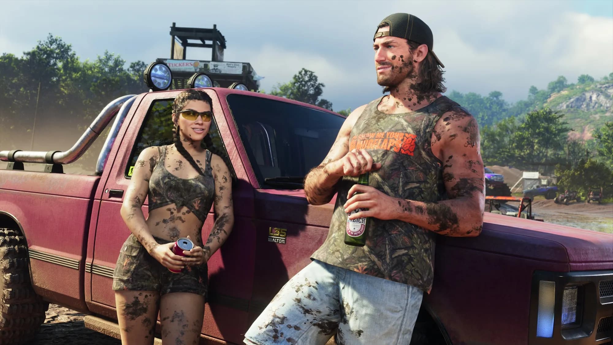 GTA 6, Official, Screenshot, Jason, Lucia, pickup truck, off-road