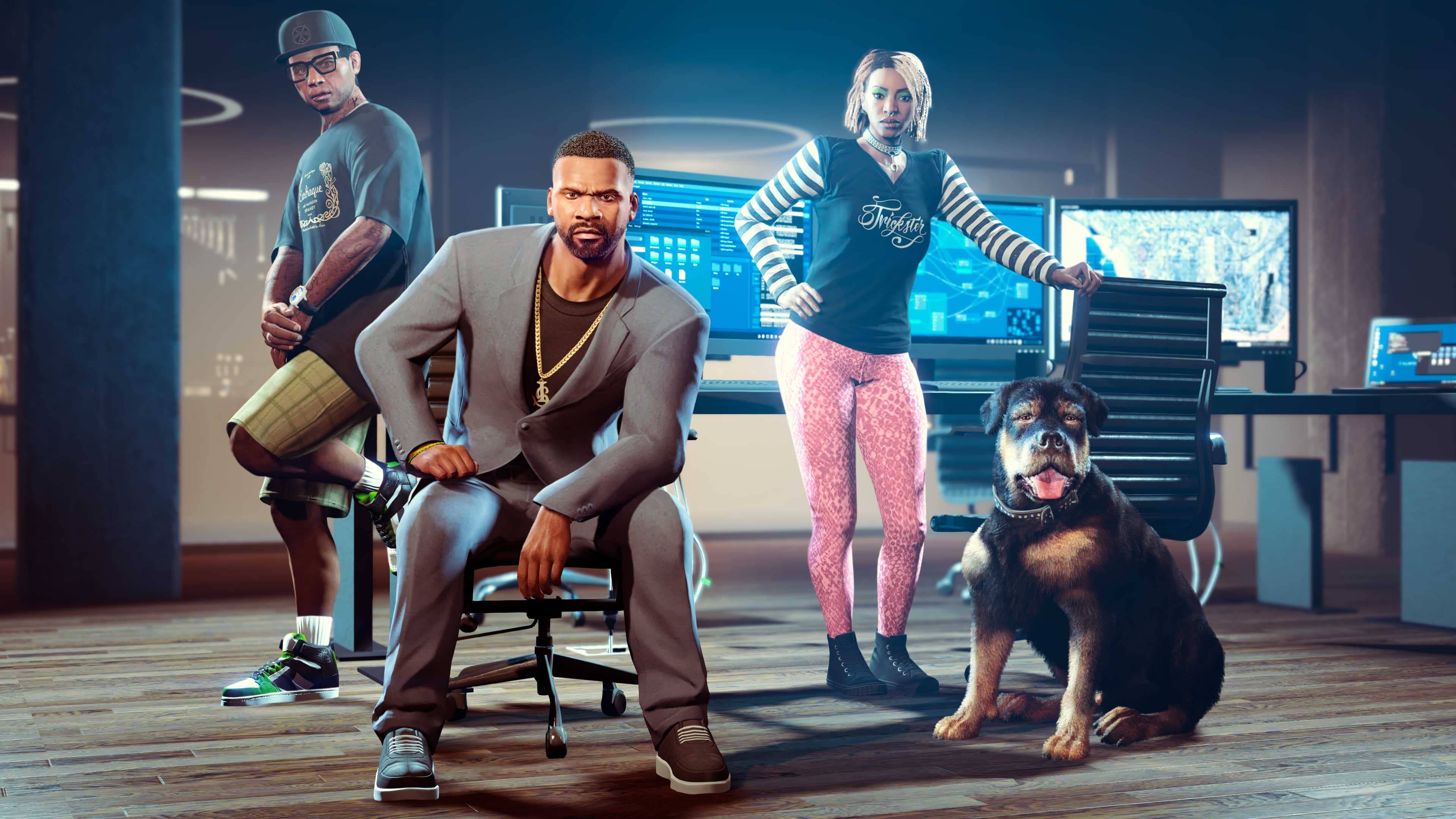 GTA Online, Official, Character, Location, Company, Agency, Franklin Clinton, Lamar Davis, Imani, Chop