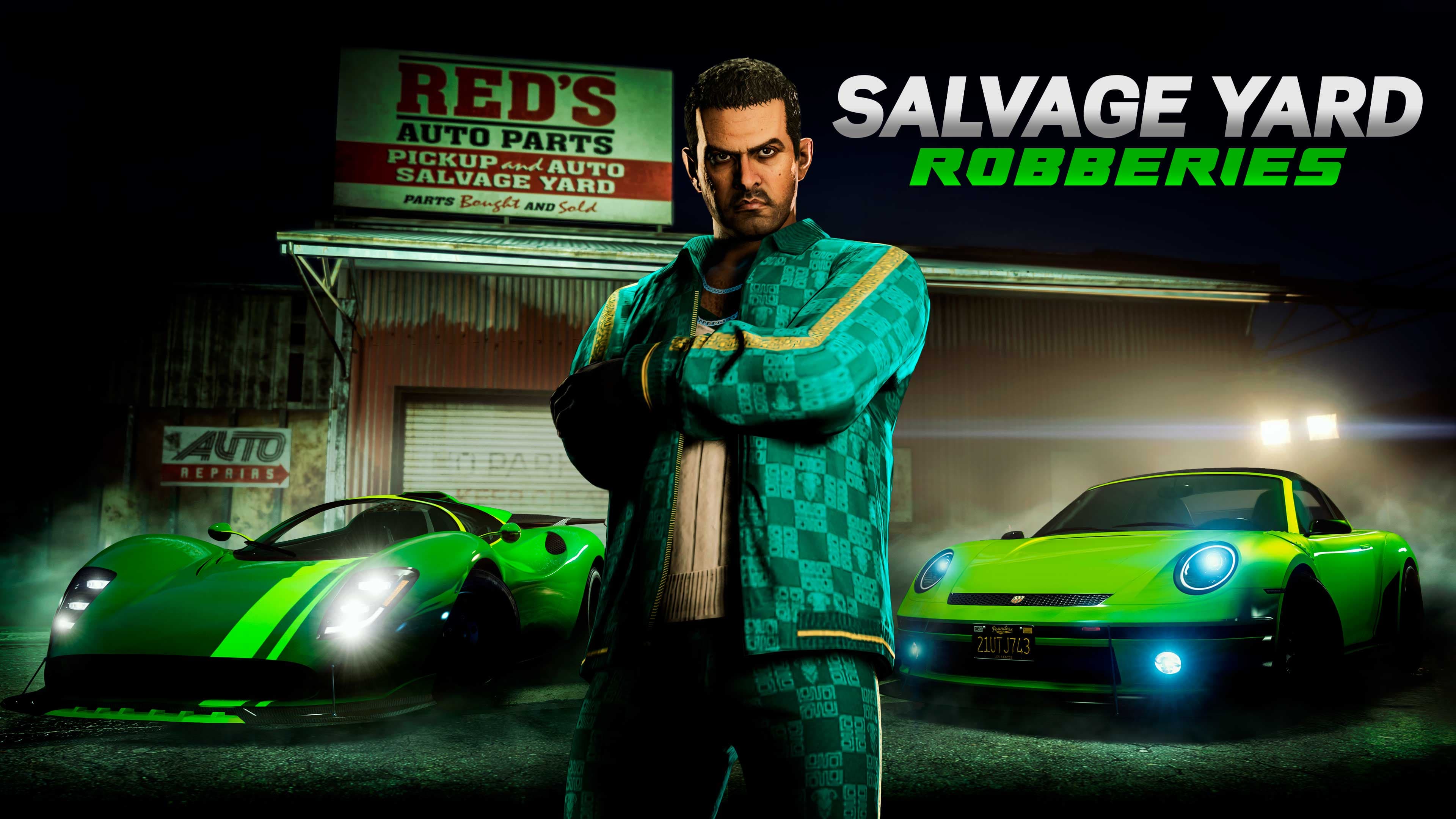GTA Online, Official, Mission, Character, Vehicle, Salvage Yard Robberies, Jamal Amir, Pfister Comet S2 Cabrio, Sports, Lampadati Tigon, Super