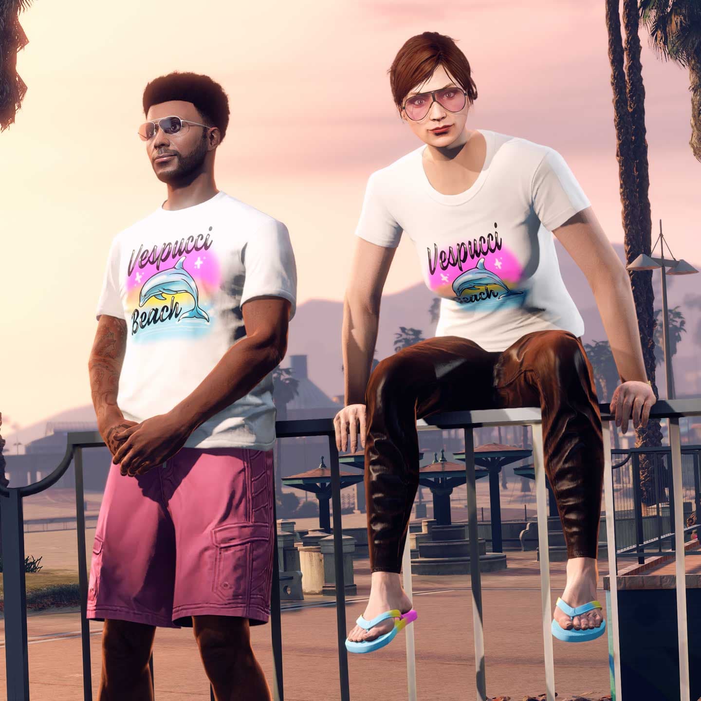 Vespucci Beach Tee and Flip-Flops gta online