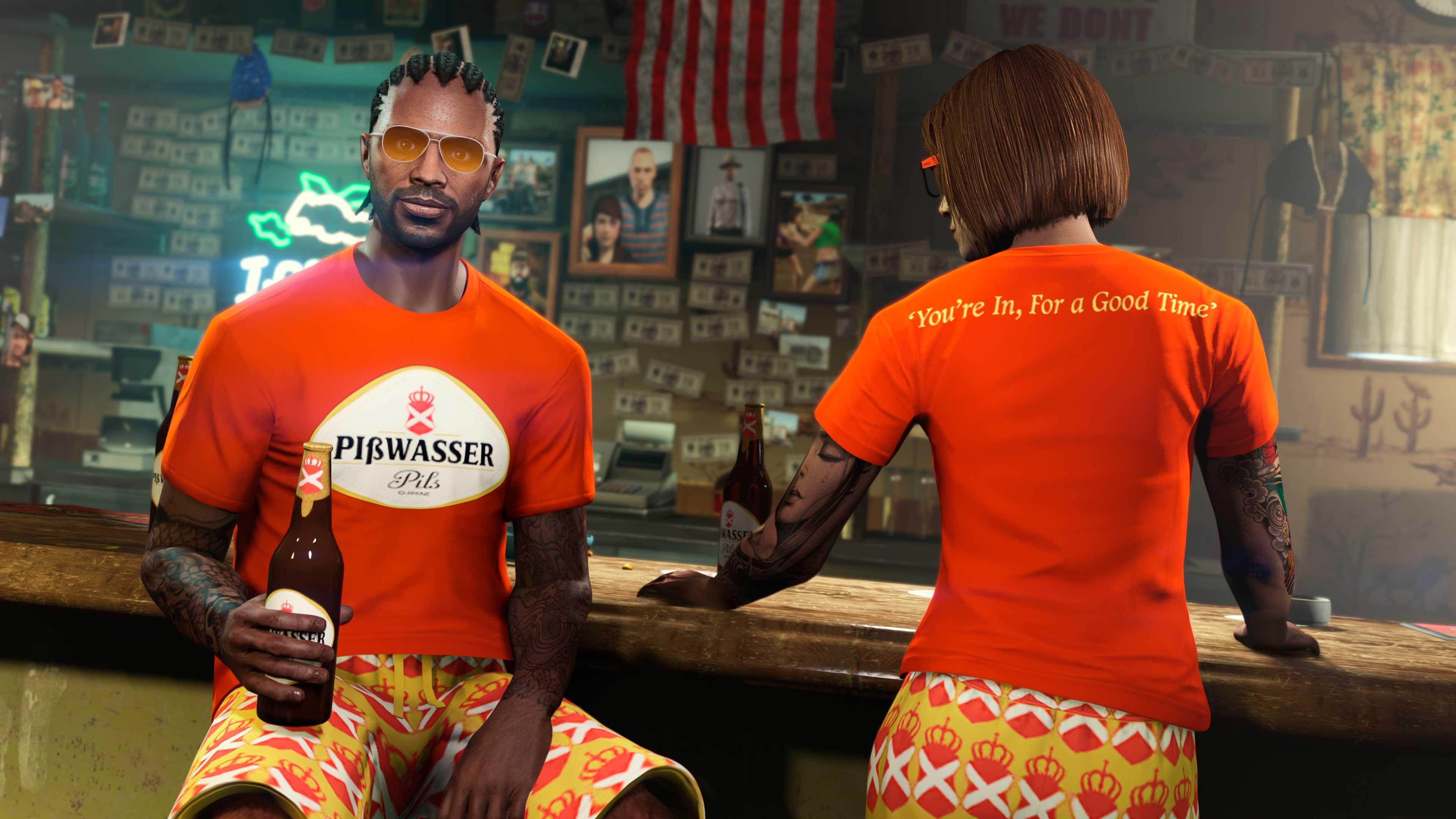 Pißwasser Good Time Tee & Gold Pißwasser Shorts Pißwasser Clothes GTA Online
